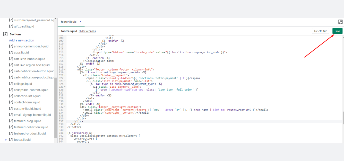 Shopify save powered by link
