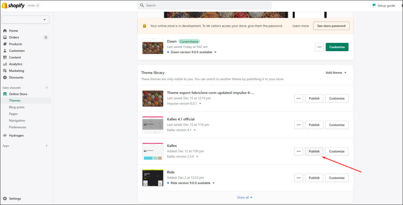 Publish Theme
