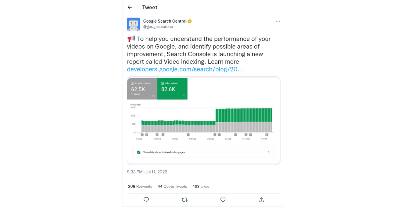 Google's Report on Video Indexing