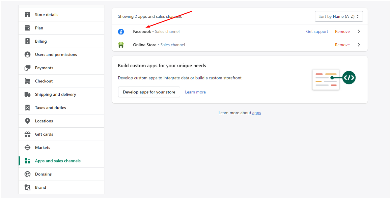 select apps and sales channels