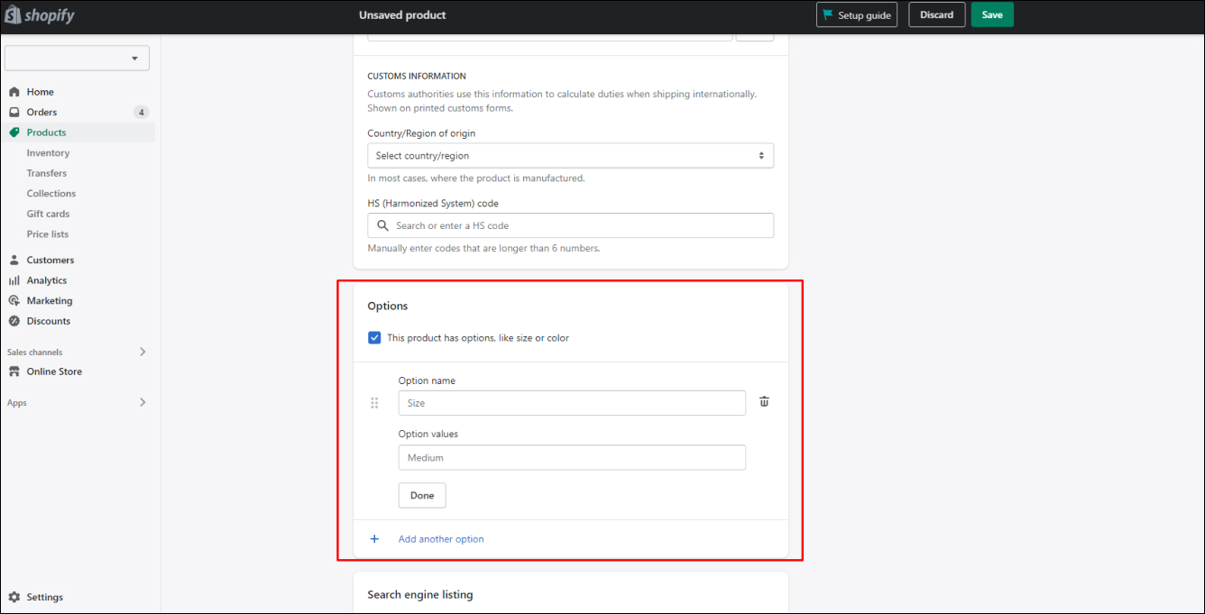 Add Product Variants
