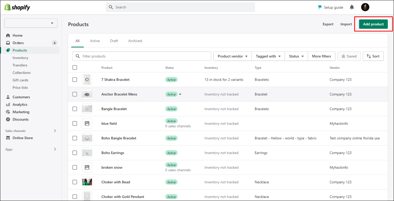 Add Product to Shopify Store