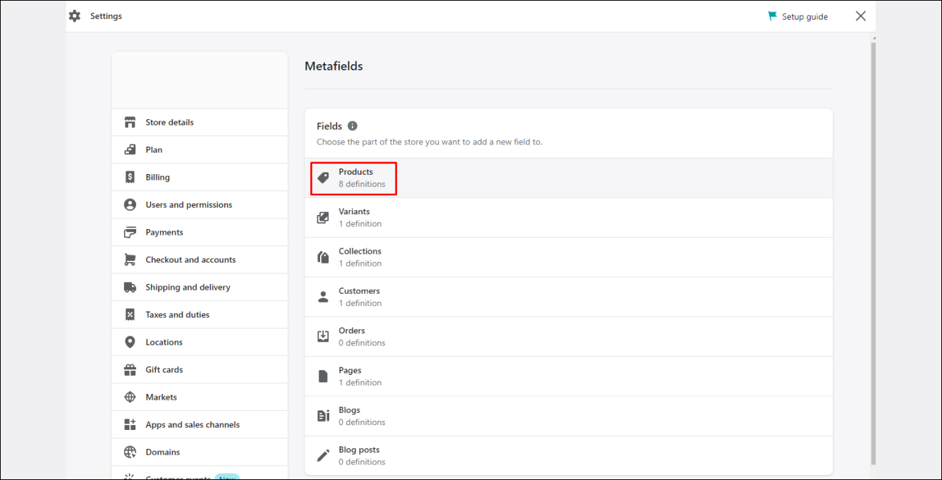 Shopify Products