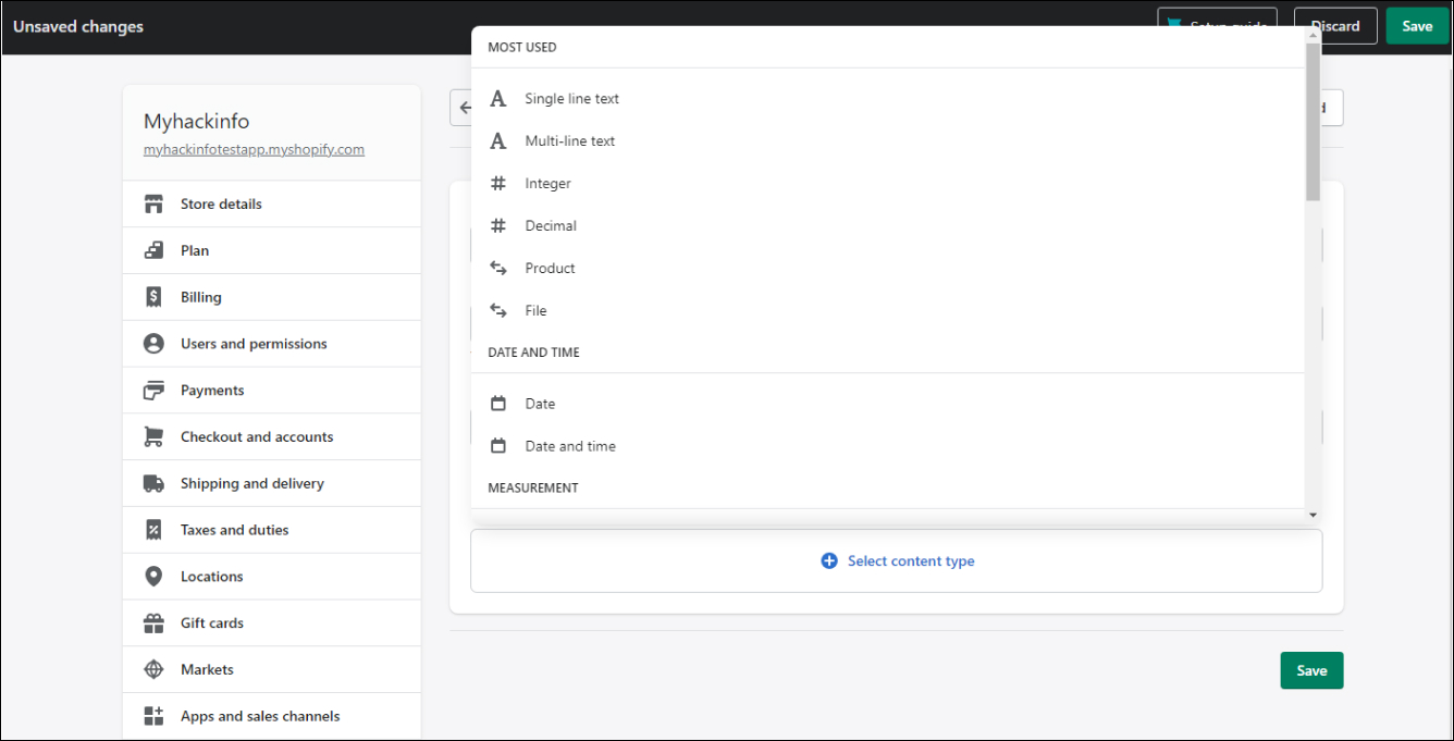 select content type