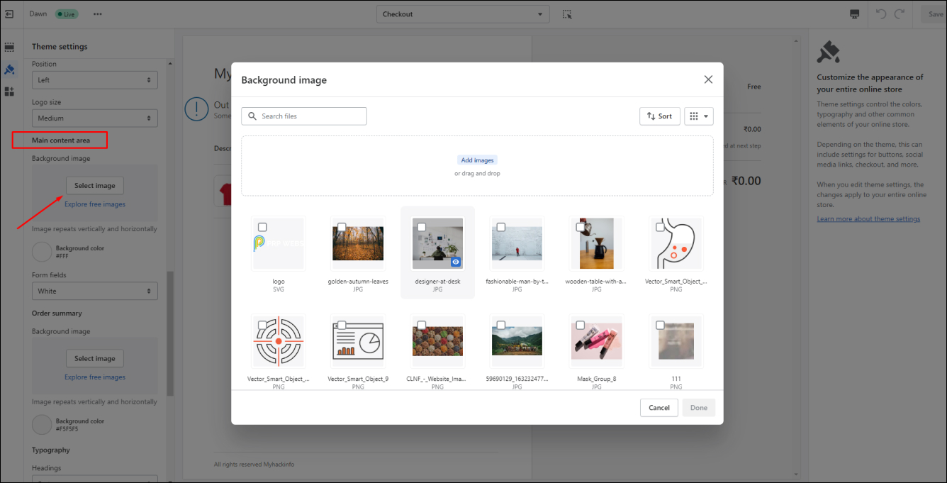 Shopify Checkout Background Image