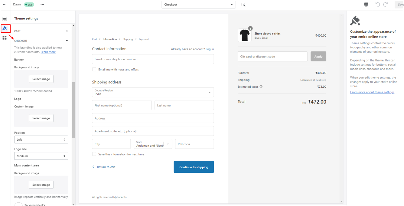 Shopify Checkout Theme Settings