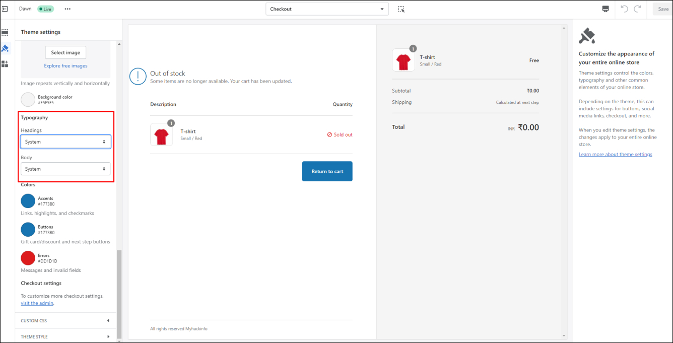 Shopify Checkout Typography