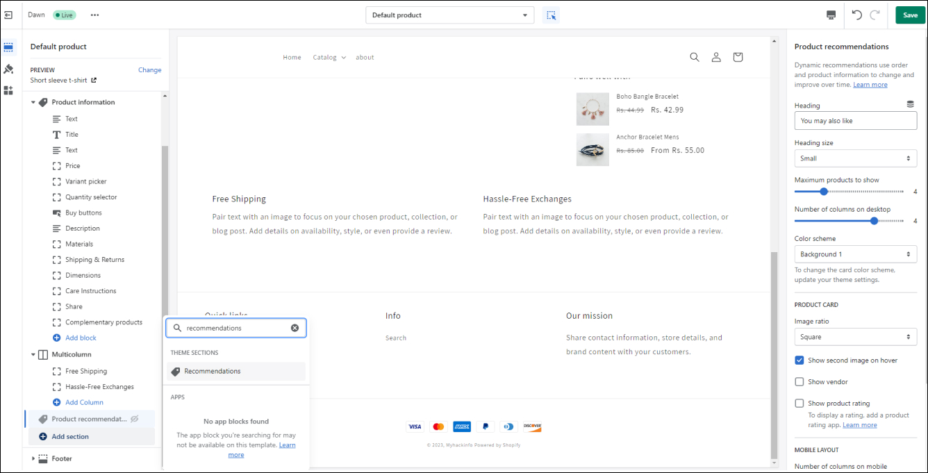 Shopify Add Recommendations Section