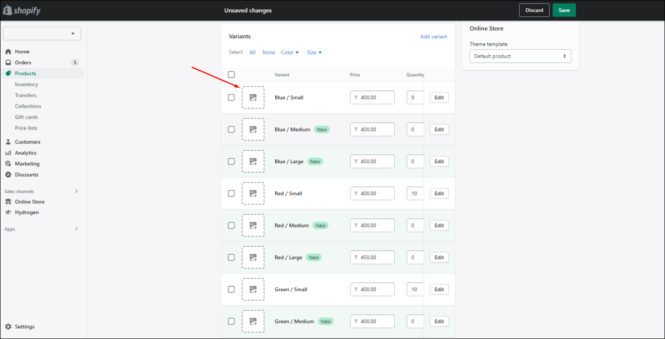 Shopify Add Variant Images