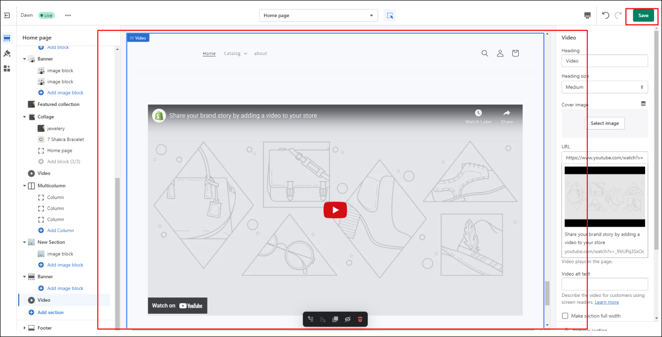 Shopify Customize Section