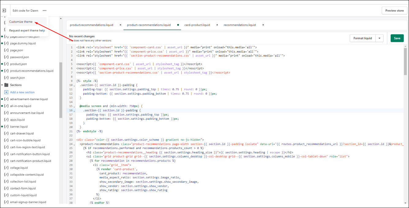 Shopify Customize Theme 