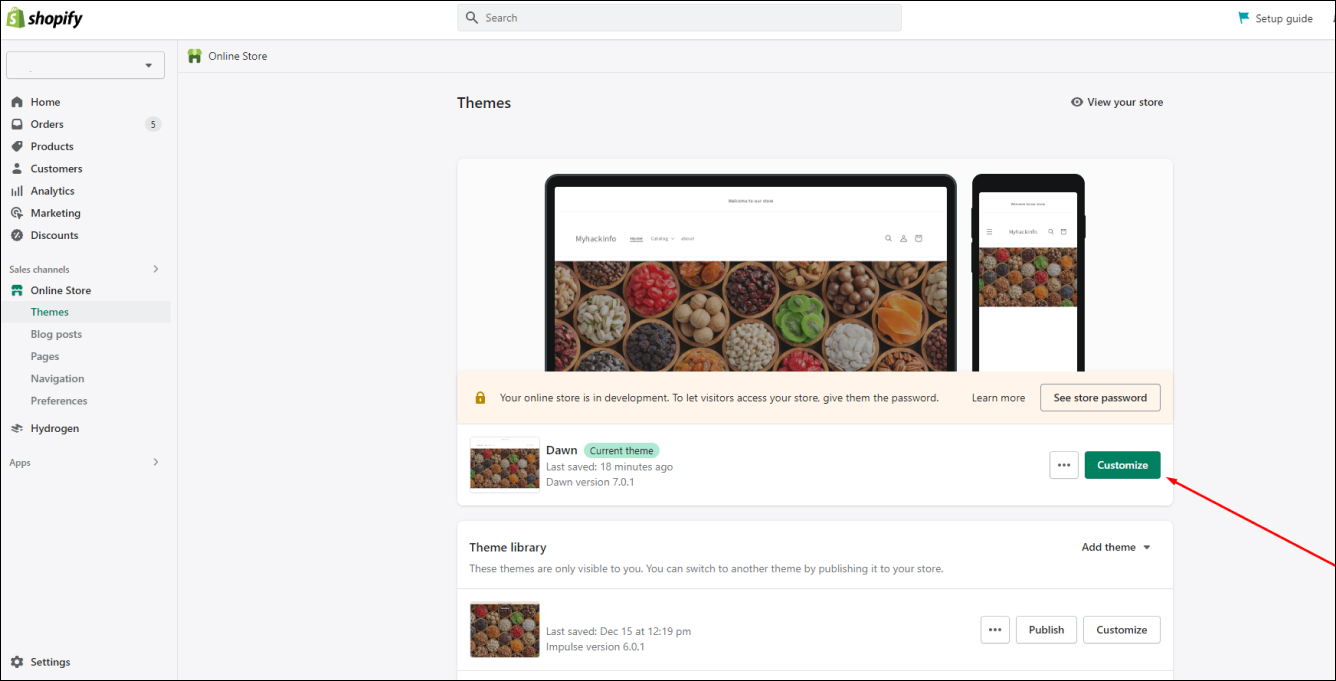 Shopify Customize Theme Editor