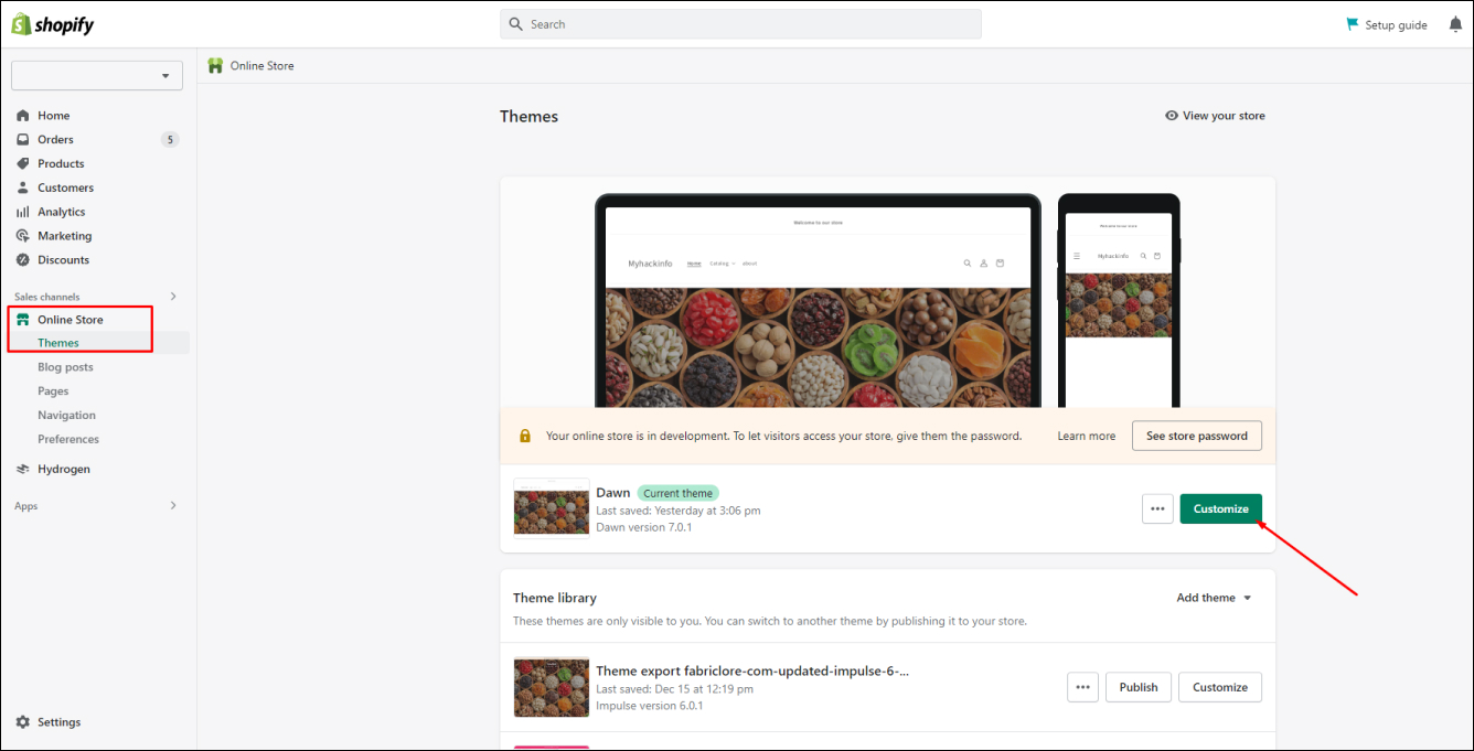Shopify Customize