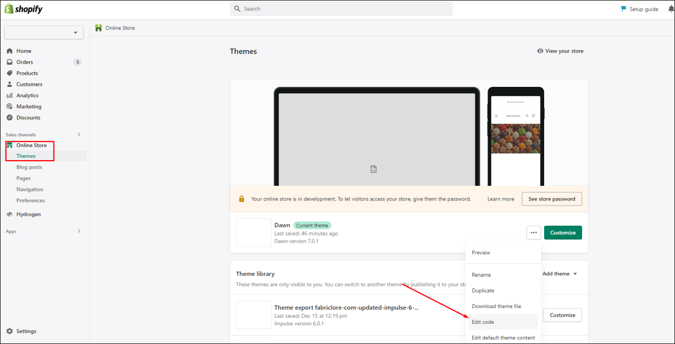 Shopify Dashboard