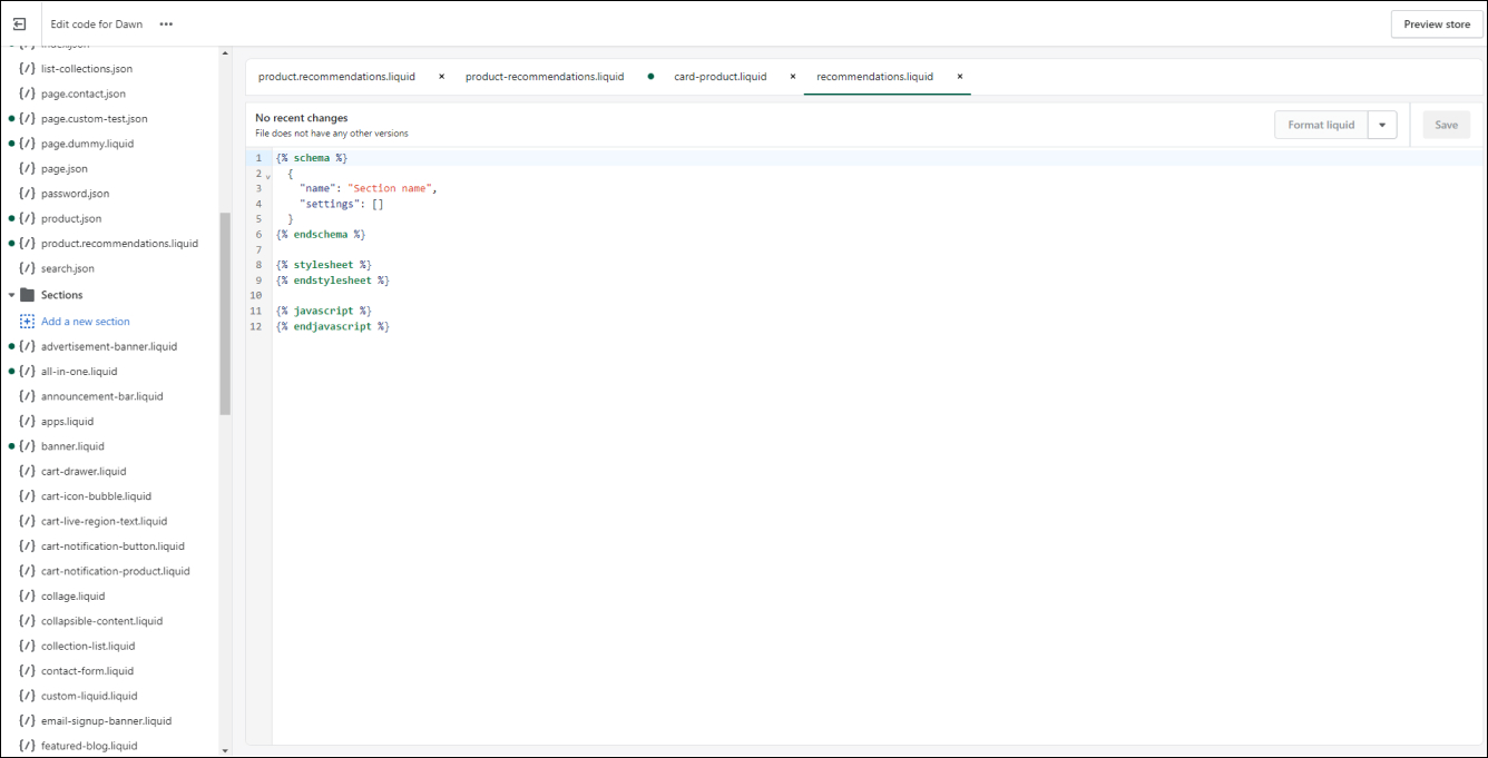 Shopify Product Recommendations Section 