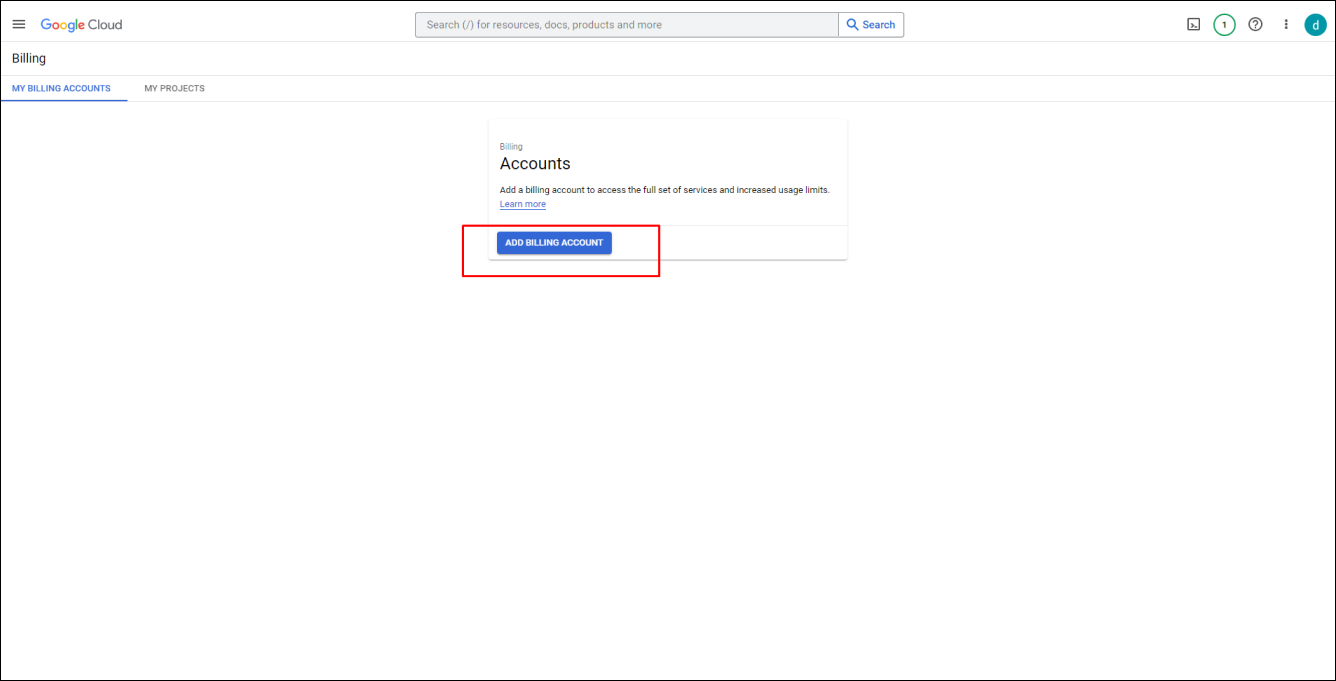 Add Billing Account on Google Cloud