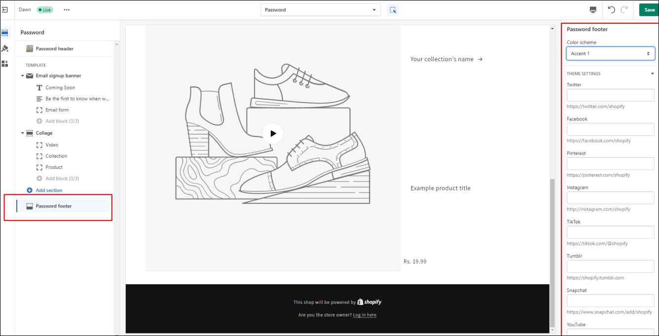 Shopify Page Footer Customize