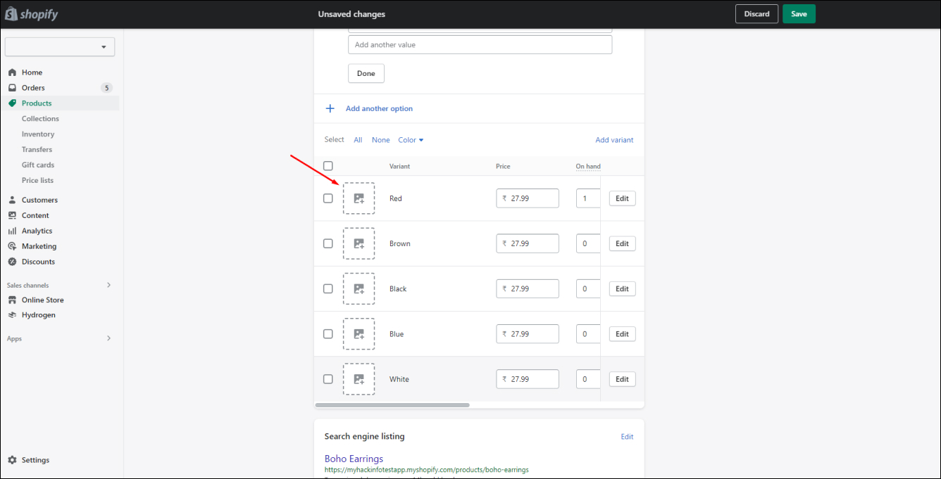 Shopify Add Variant Pictures