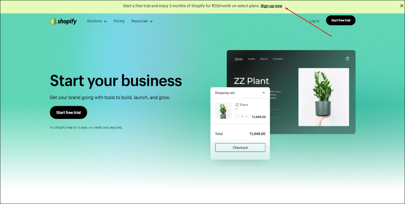 Sign Up for Shopify