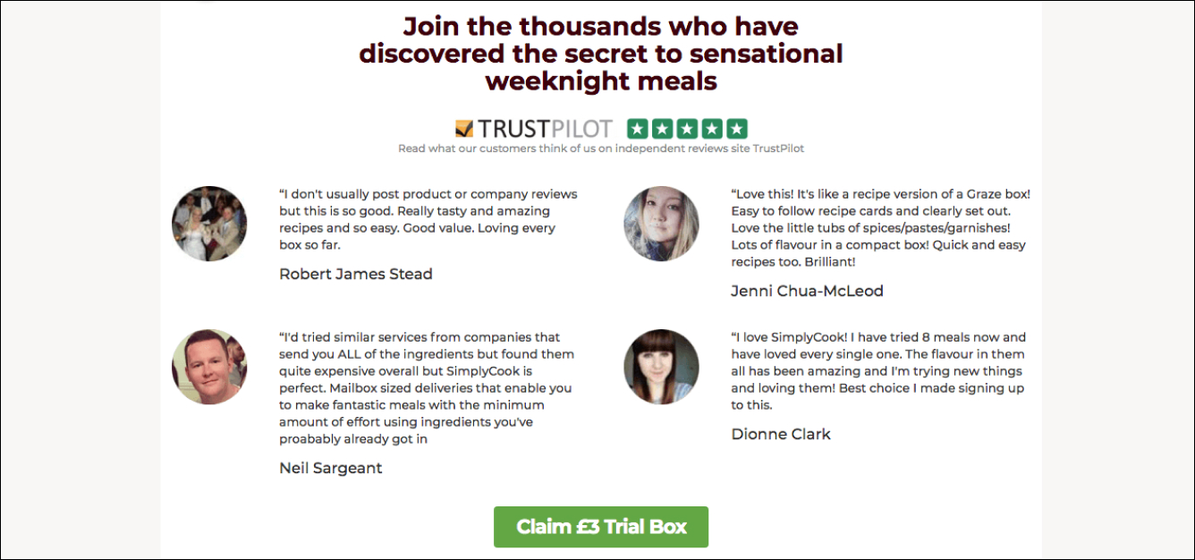 Customer Reviews on landing page