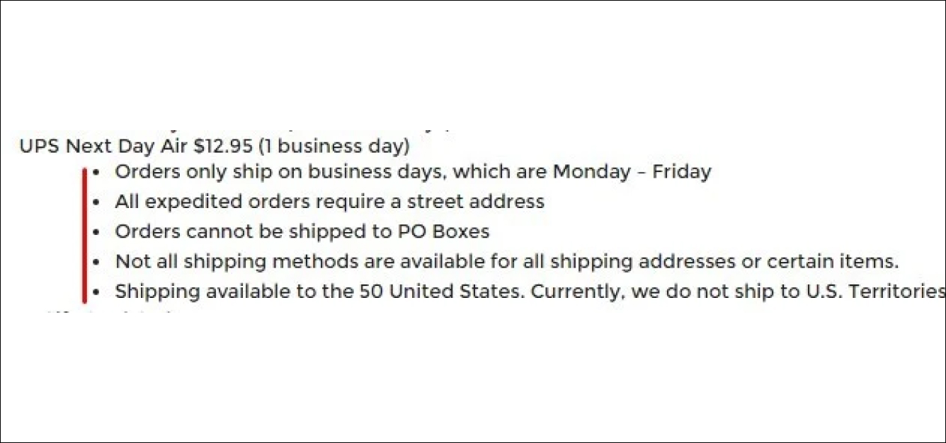 Shipping Restrictions
