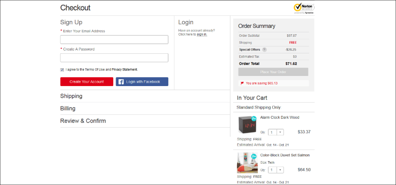 Shopify Checkout Page