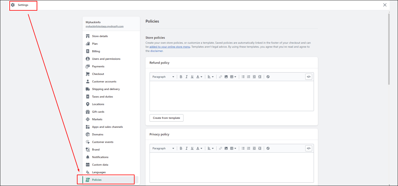 Shopify Policies