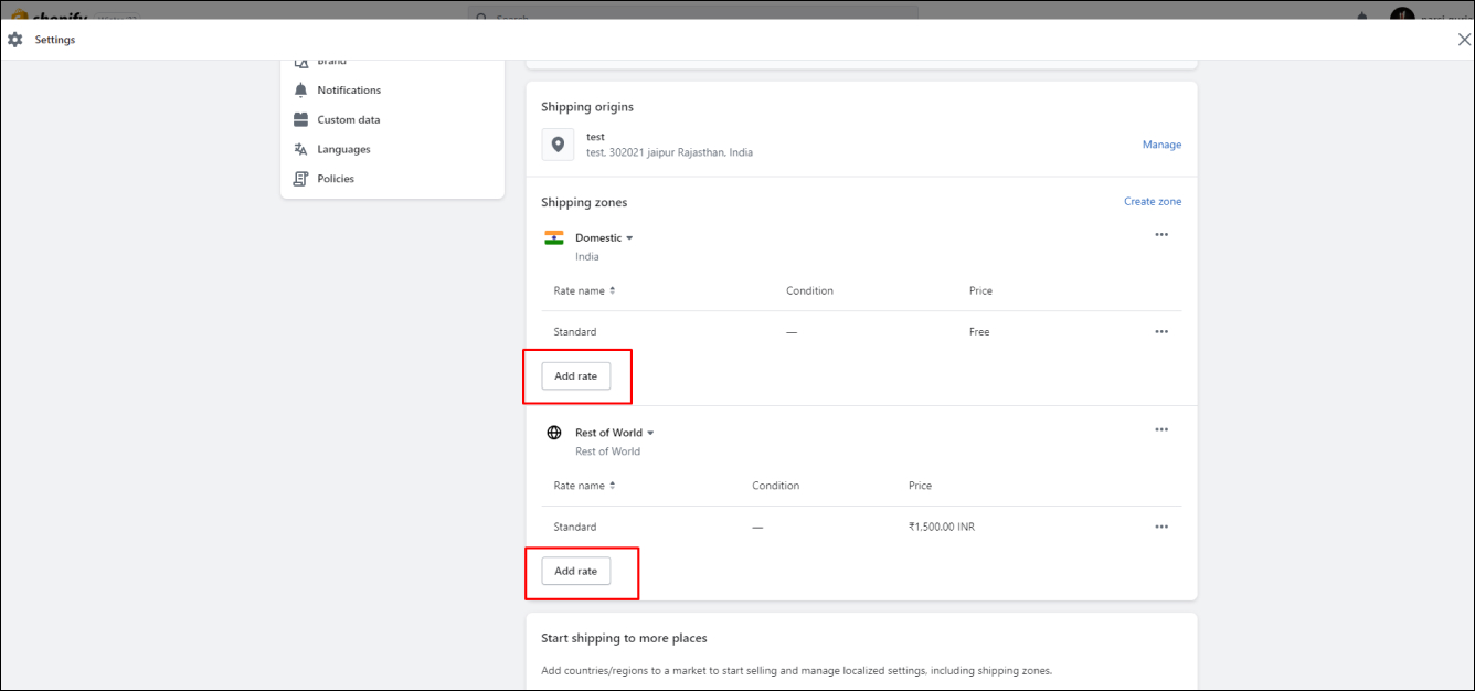 Shopify Shipping Add Rate