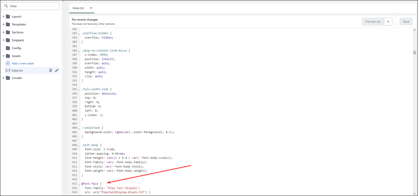 Shopify add font in css file