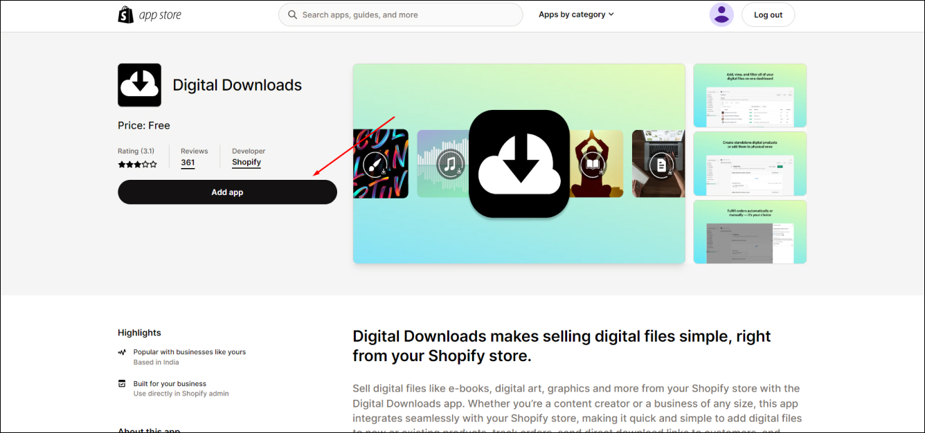 Digital Downloads by Shopify App