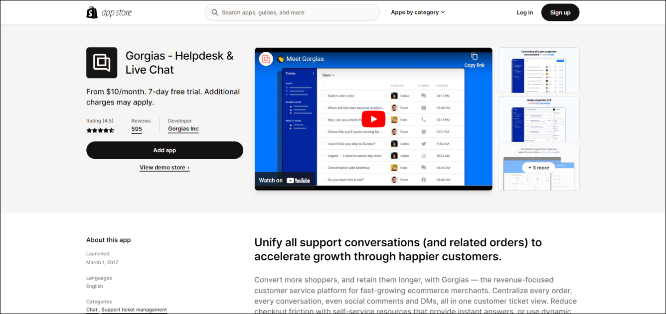 Gorgias - Shopify app for boosting sales & conversions