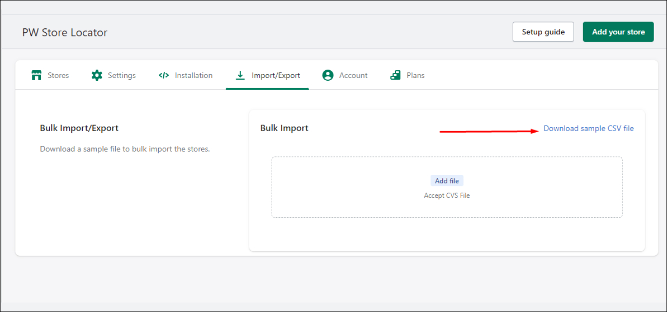 PW Store Locator Download Sample FIle
