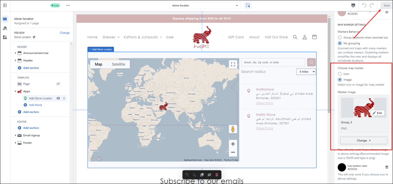 Shopify Choose Map Marker