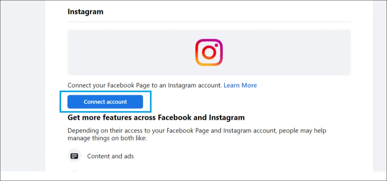 Connect Instagram to Facebook Page