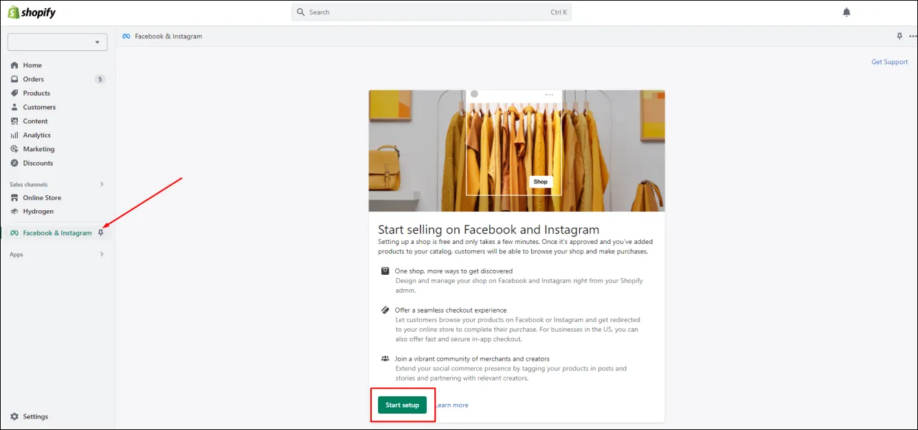 Facebook & Instagram Link to Shopify